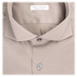 Viola Milano - Solid Cotton Stretch Cut-Away Collar Dress Shirt - Taupe - Handmade in Italy - Luxury Exclusive Collection