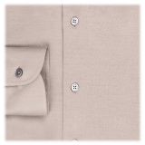 Viola Milano - Solid Cotton Stretch Cut-Away Collar Dress Shirt - Taupe - Handmade in Italy - Luxury Exclusive Collection