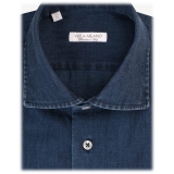 Viola Milano - Solid Denim Cut Away Collar Dress Shirt - Handmade in Italy - Luxury Exclusive Collection