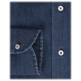 Viola Milano - Solid Denim Cut Away Collar Dress Shirt - Handmade in Italy - Luxury Exclusive Collection