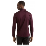 Viola Milano - Solid Long Sleeve Cotton Stretch Polo - Bordeaux - Handmade in Italy - Luxury Exclusive Collection