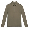 Viola Milano - Solid Long Sleeve Cotton Stretch Polo - Olive Green - Handmade in Italy - Luxury Exclusive Collection