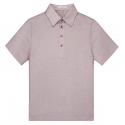 Viola Milano - Solid Short Sleeve Cotton Stretch Polo - Beige Melange - Handmade in Italy - Luxury Exclusive Collection