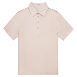 Viola Milano - Solid Short Sleeve Cotton Stretch Polo - Natural Sand - Handmade in Italy - Luxury Exclusive Collection