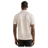 Viola Milano - Solid Short Sleeve Cotton Stretch Polo - Natural Sand - Handmade in Italy - Luxury Exclusive Collection