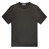 Viola Milano - Solid Short Sleeve Cotton Stretch T-Shirt - Army Green - Handmade in Italy - Luxury Exclusive Collection