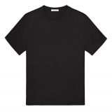 Viola Milano - Solid Short Sleeve Cotton Stretch T-Shirt - Black - Handmade in Italy - Luxury Exclusive Collection