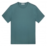 Viola Milano - Solid Short Sleeve Cotton Stretch T-Shirt - Charcoal Taupe - Handmade in Italy - Luxury Exclusive Collection
