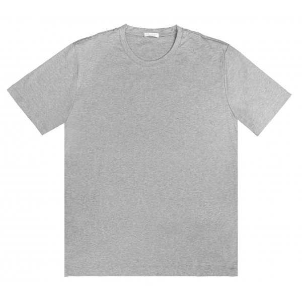 Viola Milano - Solid Short Sleeve Cotton Stretch T-Shirt - Verde Cobalto - Handmade in Italy - Luxury Exclusive Collection