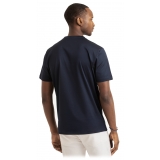 Viola Milano - Solid Short Sleeve Cotton Stretch T-Shirt - Navy - Handmade in Italy - Luxury Exclusive Collection