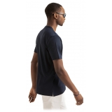 Viola Milano - Solid Short Sleeve Cotton Stretch T-Shirt - Navy - Handmade in Italy - Luxury Exclusive Collection