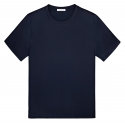 Viola Milano - Solid Short Sleeve Cotton Stretch T-Shirt - Navy - Handmade in Italy - Luxury Exclusive Collection