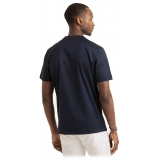 Viola Milano - Solid Short Sleeve Cotton Stretch T-Shirt - Navy - Handmade in Italy - Luxury Exclusive Collection