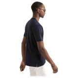 Viola Milano - Solid Short Sleeve Cotton Stretch T-Shirt - Navy - Handmade in Italy - Luxury Exclusive Collection