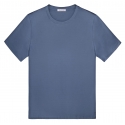 Viola Milano - Solid Short Sleeve Cotton Stretch T-Shirt - Sea Denim - Handmade in Italy - Luxury Exclusive Collection