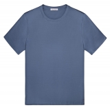 Viola Milano - Solid Short Sleeve Cotton Stretch T-Shirt - Sea Denim - Handmade in Italy - Luxury Exclusive Collection