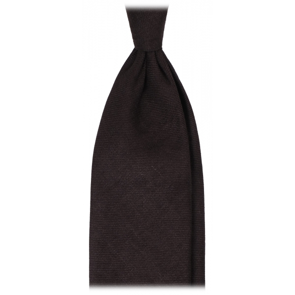 Viola Milano - Cravatta in Lino Tinta Unita Senza Bordi - Nero - Handmade in Italy - Luxury Exclusive Collection