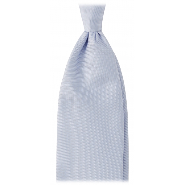 Viola Milano - Cravatta in Seta con Cucitura a Punto Annodato - Azzzurro - Handmade in Italy - Luxury Exclusive Collection