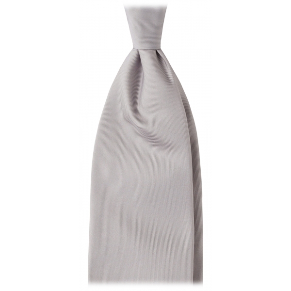 Viola Milano - Cravatta in Seta con Cucitura a Punto Annodato - Argento - Handmade in Italy - Luxury Exclusive Collection