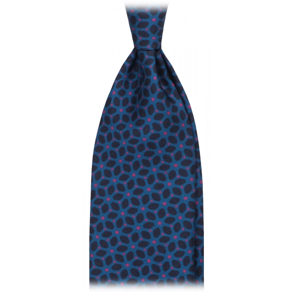 Viola Milano - Cravatta in Seta Italiana con Motivo Floreale - Mix Blu Cobalto - Handmade in Italy - Luxury Exclusive Collection