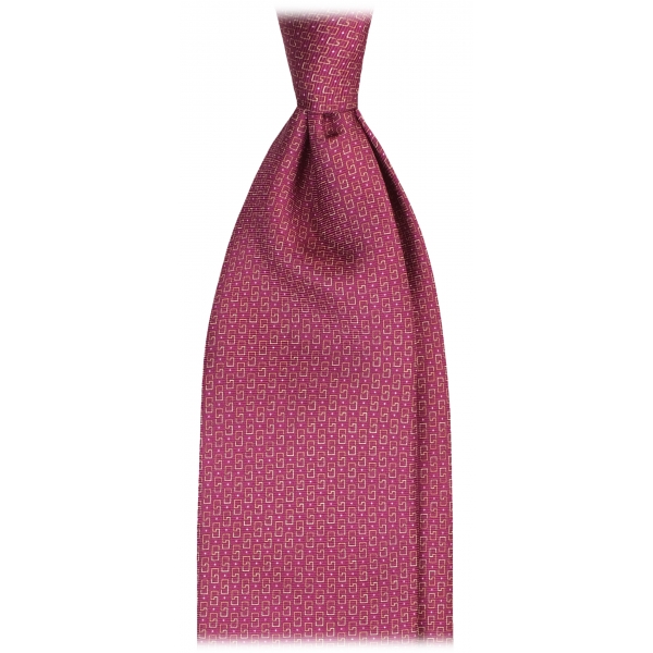 Viola Milano - Cravatta in Seta Italiana con Motivo Floreale - Rosa Fucsia - Handmade in Italy - Luxury Exclusive Collection