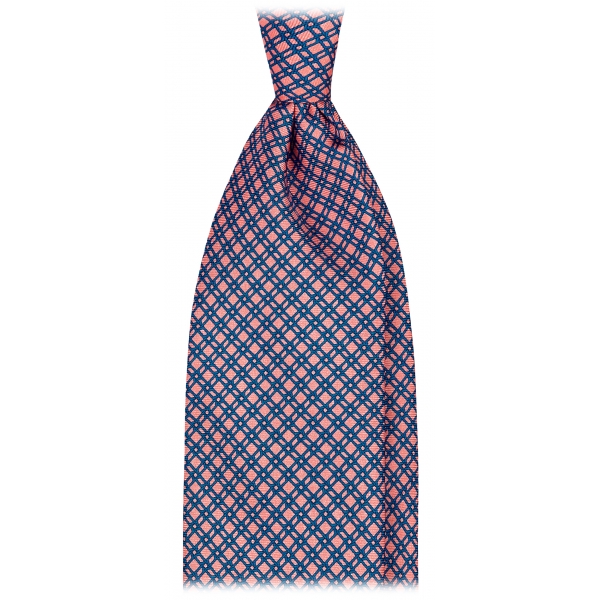 Viola Milano - Cravatta in Seta con Catena e Ricamo a Punto Croce - Rosa Mix - Handmade in Italy - Luxury Exclusive Collection
