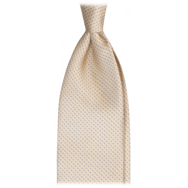 Viola Milano - Cravatta in Seta Italiana Motivo e Cucitura a Vista - Giallo - Handmade in Italy - Luxury Exclusive Collection