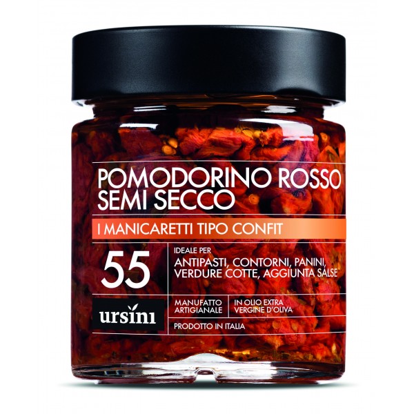 Ursini - Semi-Dried Red Cherry Tomato - 55 - Confit Type - Delicacies - Organic Italian Extra Virgin Olive Oil
