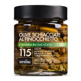 Ursini - Olive Schiacciate al Finocchietto - 115 - In Olio Extravergine - Oliveria - Olio Extravergine di Oliva Italiano