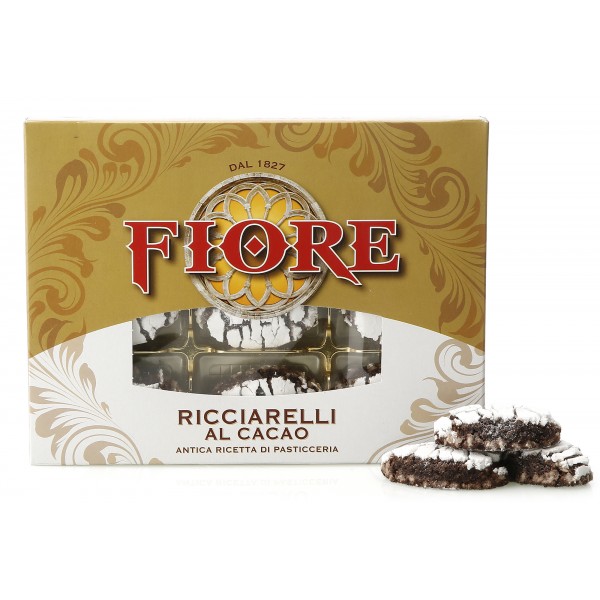 Fiore - Panforte di Siena dal 1827 - Ricciarelli Glassati al Cacao - Pasticceria - Confezione - 225 g