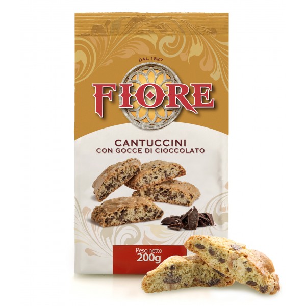 Fiore - Panforte of Siena since 1827 - Tuscany Cantuccini with Chocolate Drops - Pastry - Box - 200 g