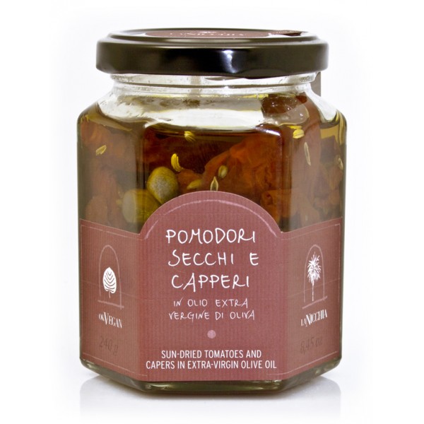 La Nicchia - Capers of Pantelleria since 1949 - Sun-Dried Tomatoes and Capers in Extra-Virgin Olive Oil - 240 g