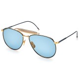 Thom Browne - Matte Navy & Yellow Gold Aviator Sunglasses - Thom Browne Eyewear