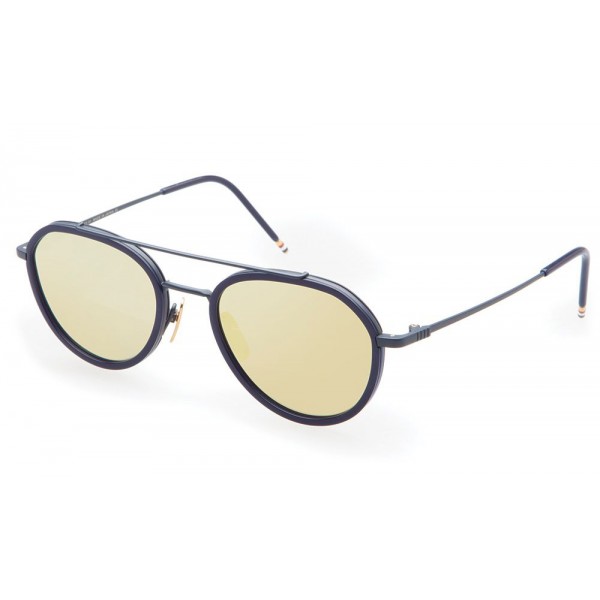 Thom Browne - Matte Navy & Dark Brown Sunglasses - Thom Browne Eyewear