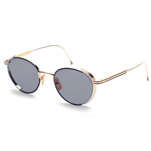 Thom Browne Gold Side Shield Round Sunglasses in Metallic for Men