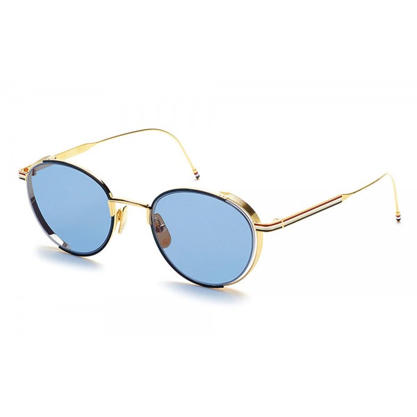 Thom Browne - Occhiali da Sole in Smalto Blu Marino e Oro 18K - Thom Browne Eyewear