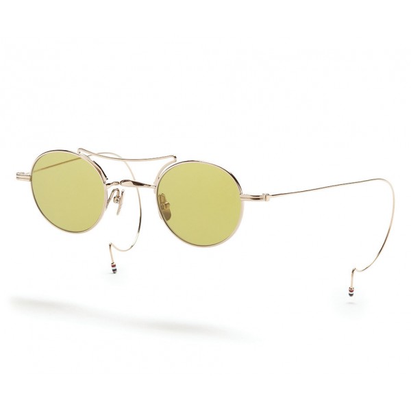 Thom Browne - Small Round Yellow Gold & Yellow Wrap Sunglasses - Thom Browne Eyewear