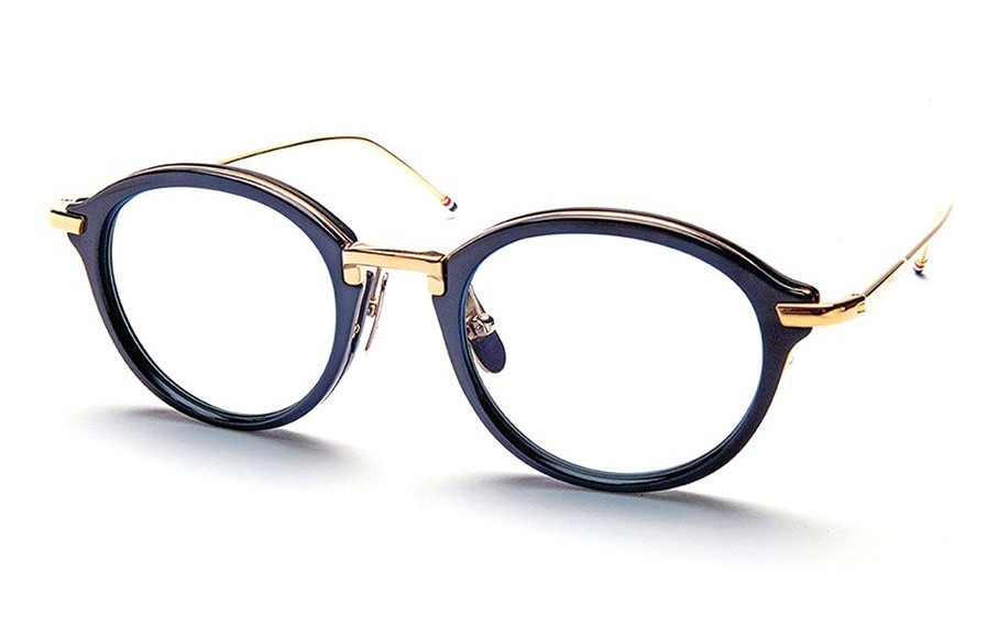 Thom Browne - Navy and Shiny 18K Gold Optical Glasses - Thom