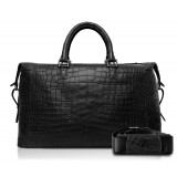 Ammoment - Lark Weekender Small in Crocodile - Black - Luxury High Quality Leather Bag