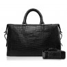 Ammoment - Lark Weekender Small in Coccodrillo - Nero - Borsa in Pelle di Alta Qualità Luxury