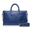Ammoment - Lark Weekender Small in Crocodile - Navy - Luxury High Quality Leather Bag