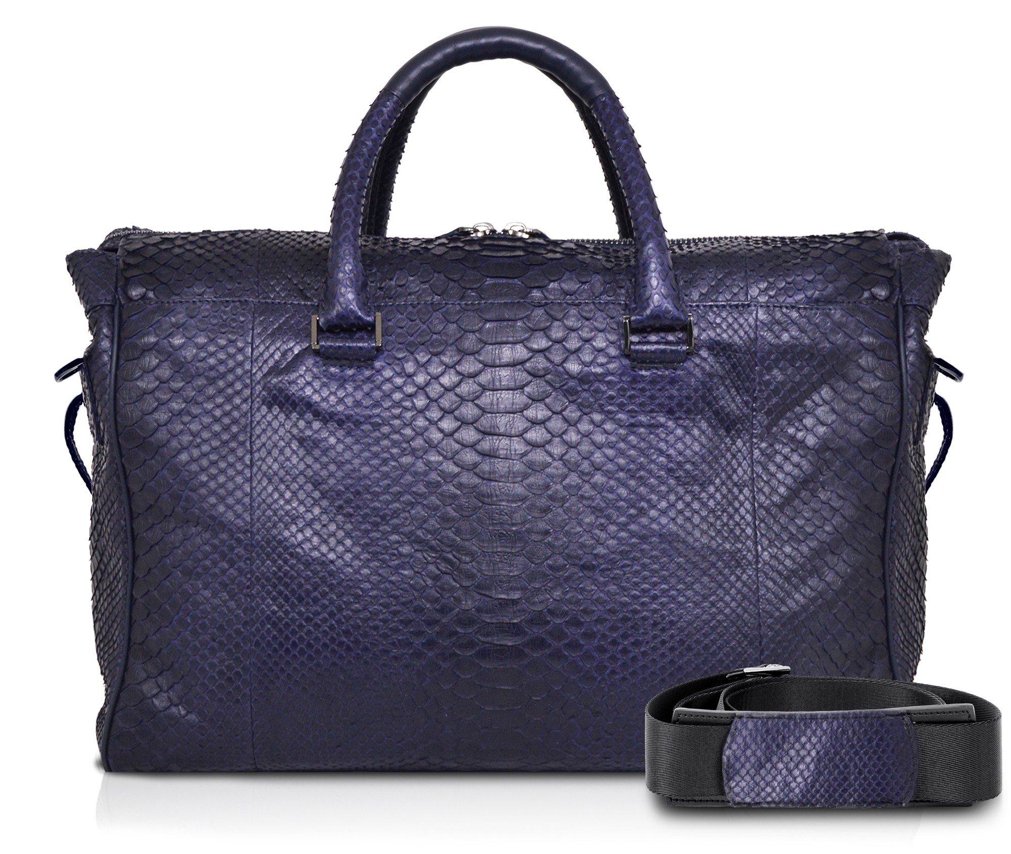 small navy leather bag