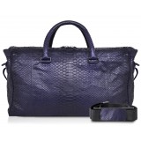 Ammoment - Lark Weekender Large in Python - Navy - Luxury High Quality Leather Bag