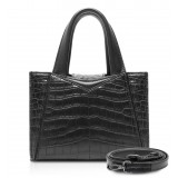 Ammoment - Vesper Bag Small in Crocodile - Black - Luxury High Quality Leather Bag
