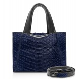Ammoment - Vesper Bag Small in Python - Navy - Luxury High Quality Leather Bag