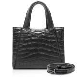 Ammoment - Vesper Bag Large in Crocodile - Black - Luxury High Quality Leather Bag