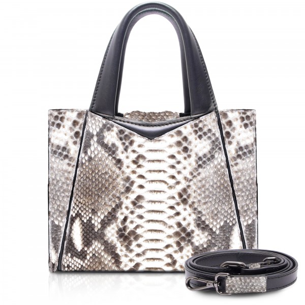 Ammoment - Vesper Bag Large in Python - Roccia - Luxury High Quality Leather Bag