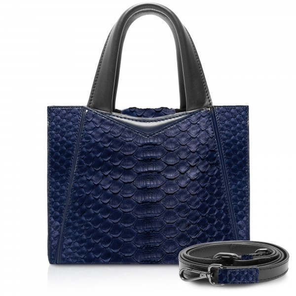 Ammoment - Vesper Bag Large in Pitone - Navy - Borsa in Pelle di Alta Qualità Luxury