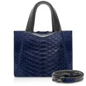 Ammoment - Vesper Bag Large in Python - Navy - Luxury High Quality Leather Bag
