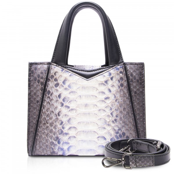 Ammoment - Vesper Bag Large in Python - Baikal Blue - Luxury High Quality Leather Bag